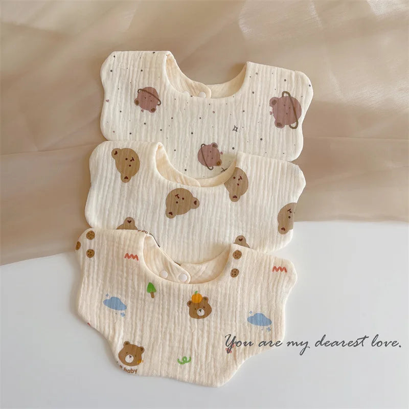 Summer Baby Cotton Gauze Waterproof Bibs Soft Cartoon Infant Bib Burp Cloths Bandana Scarf for Boy Girl Feeding Saliva Towel New