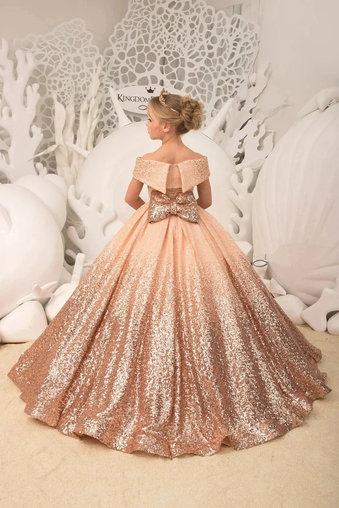 Luxury Formal Evening Dresses for Flower Girl Dress Kids  Birthday Party Elegant Sequins Gown Fluffy Long Pageant Prom Ball Gown