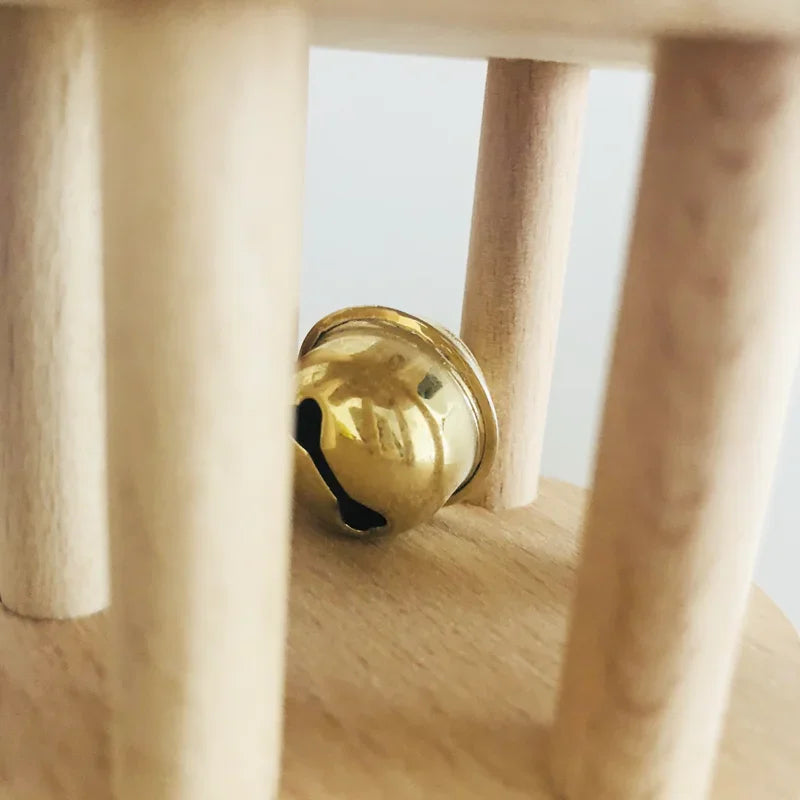 Montessori Wood Bell Rattle Interlocking Discs Grasping Beads Baby Toys Newborn Hand Motor Skill Practical Tools Early Education
