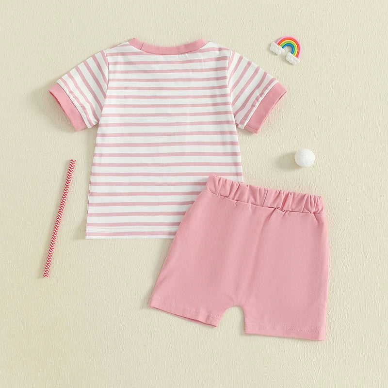 Adorable Infant Golf Attire Stylish Striped Tee and Comfy Shorts Set for Toddler Boys and Girls - Trendy Baby Outfit
