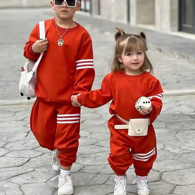 Toddler Children's Clothing Hooded Pants Set Boys and Girls Baby Clothing Sweatshirt Children's Fashion Pullover Set 2024