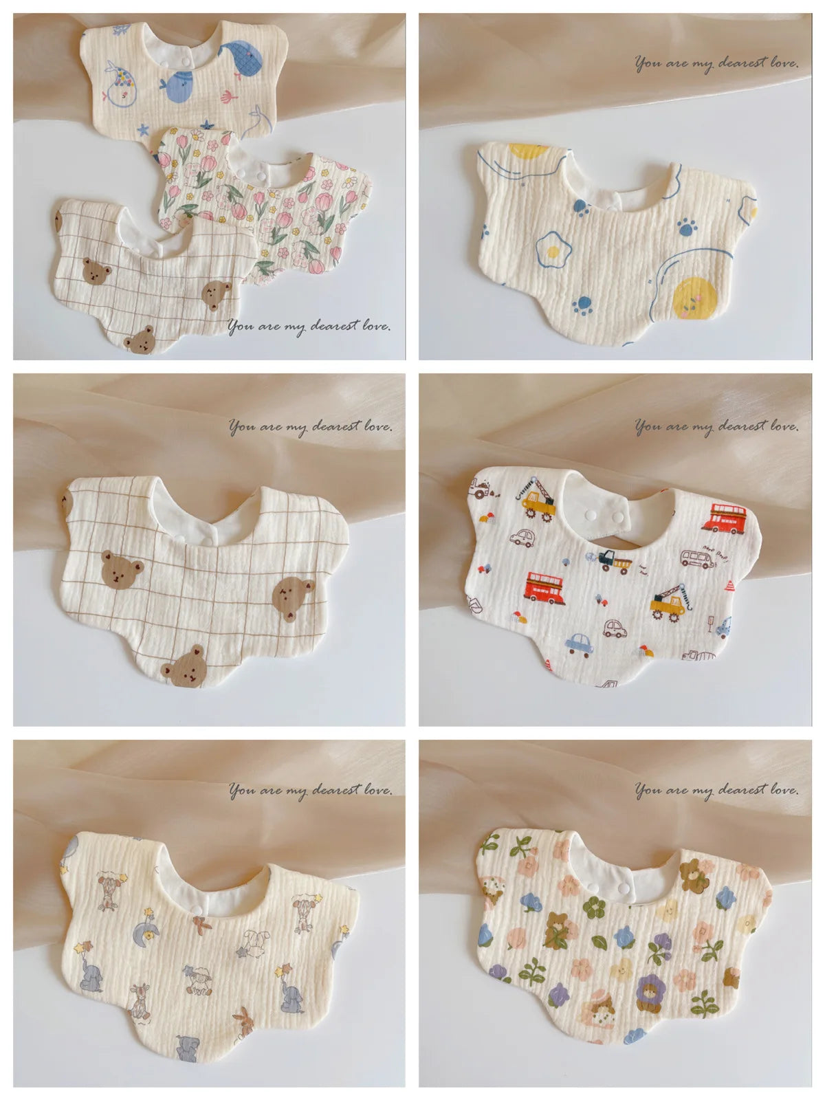 Summer Baby Cotton Gauze Waterproof Bibs Soft Cartoon Infant Bib Burp Cloths Bandana Scarf for Boy Girl Feeding Saliva Towel New