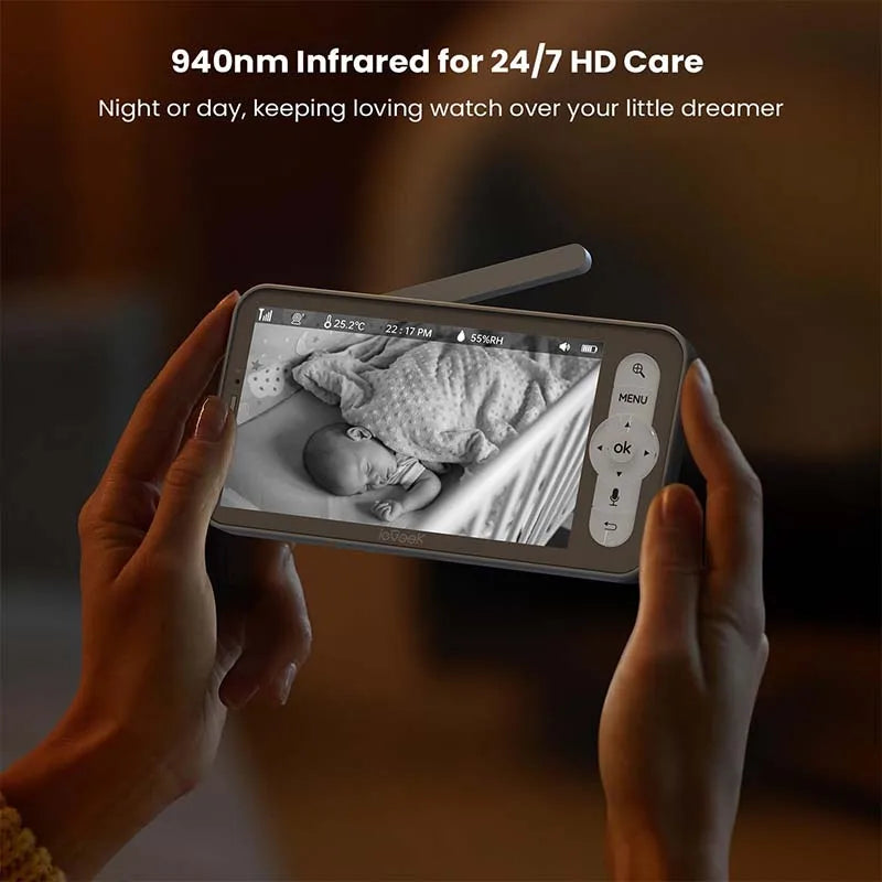 ieGeek Baby Monitor with 2K Camera and Audio - Video Monitor with 5" Screen - Night Vision, Two-Way Talk, Cry & Motion Detection