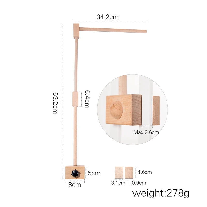 Baby Montessori Wooden Gym Frame Rattle Toys Newborn Mobile Hanging Sensory Toys Foldable Play Gym Frame Kid Holder Bracket Gift