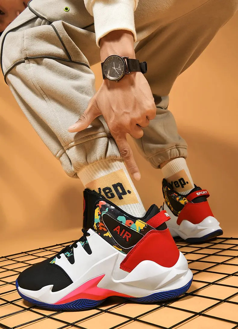 Men's  basketball shoes, breathable and non slip outdoor sports shoes, walking and running basketball shoes