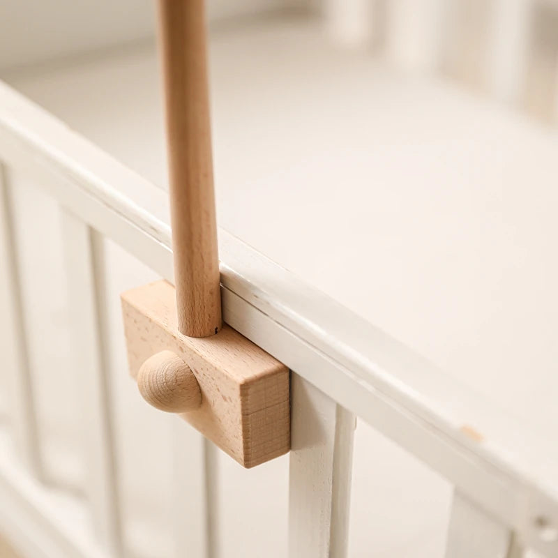 Baby Montessori Wooden Gym Frame Rattle Toys Newborn Mobile Hanging Sensory Toys Foldable Play Gym Frame Kid Holder Bracket Gift