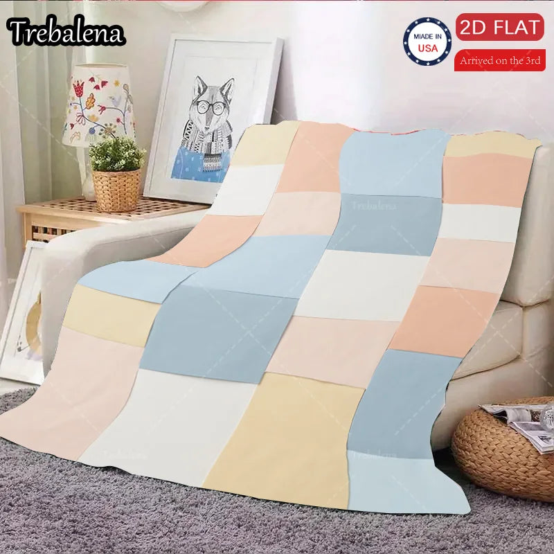 Flannel Blanket-Soft Lightweight All-season Soft Pastel Patchwork Baby Blanket for Boys Girls Newborns