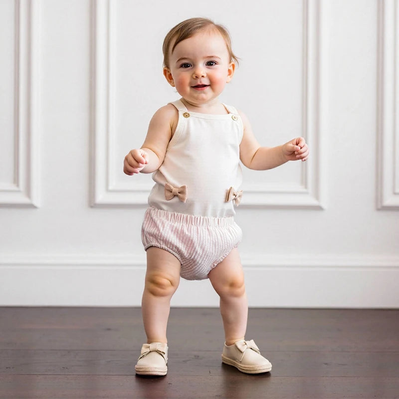 Infant Baby Girls Shorts Elastic Waist Striped Embroidery Letters Summer Shorts Bottoms for Birthday