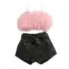 Listenwind 2-7Y Kids Children Girls Clothes Set Vest Tops Pu Leather Bow Shorts Summer Outfits