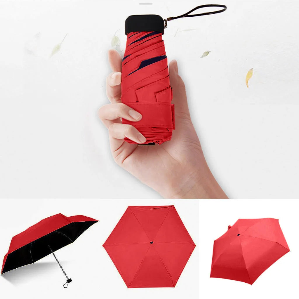 Mini Sun Umbrella Small Pocket Rain Travel Umbrella Vinyl Folding Umbrella UV Protection Sun Shade Pocket Parasol Capsule