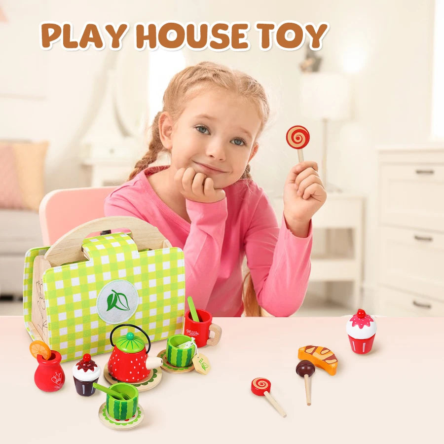 Wooden Afternoon Tea Children Educational Toys Montessori Toys Parent-Child Interaction Kitchen Simulation Games children Gifts