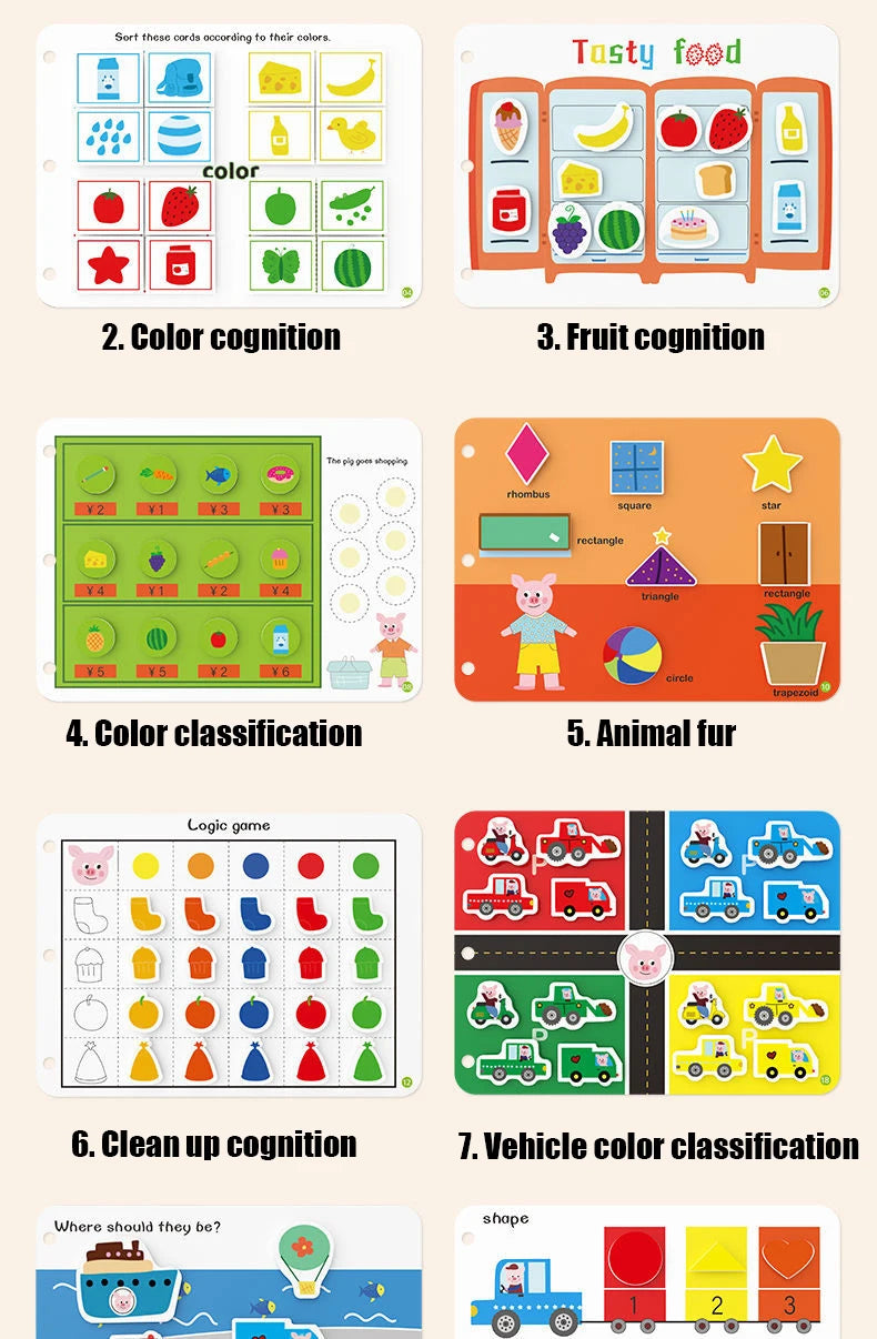 Montessori Paste Quiet Book Children Toy Paste My First Busy Kids Book Animal Number Matching Puzzle Game Educational Toy libros