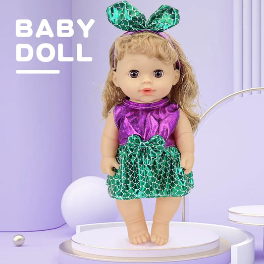 12 inch Blinkable Baby Doll Vinyl Doll Silicone Doll Baby Reborn Doll Full Body Soft Children's Toy Birthday Gift Girl Gift