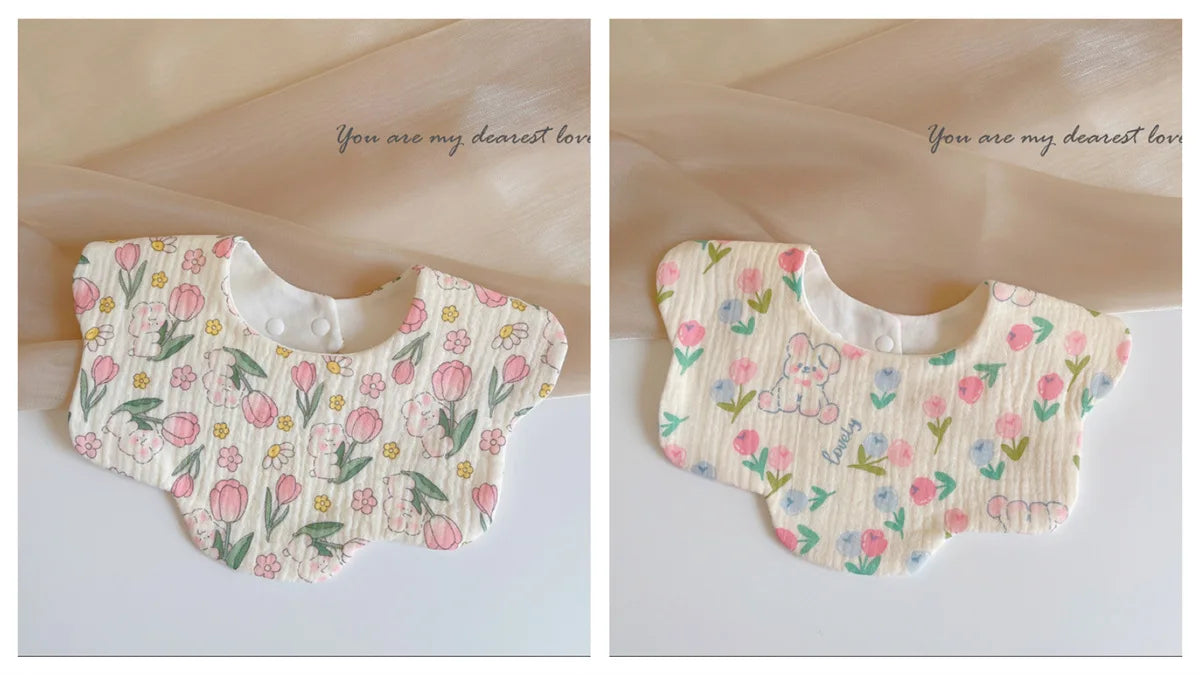 Summer Baby Cotton Gauze Waterproof Bibs Soft Cartoon Infant Bib Burp Cloths Bandana Scarf for Boy Girl Feeding Saliva Towel New