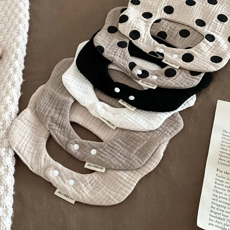 Polka Dot Flower Baby Bib Cotton Newborn Spit Up Burp Cloth Feeding Cover Washable Soft Absorbent Infant Accessories