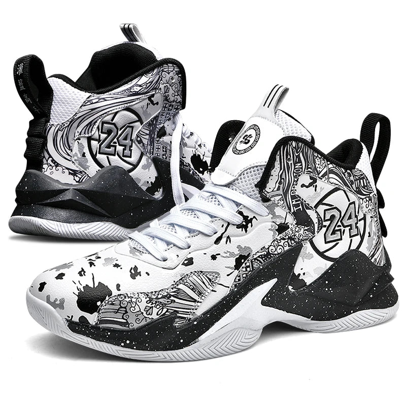 Basketball Shoes No-Slip Breathable Outdoor Shoes Fashion Graffiti Training Shoes