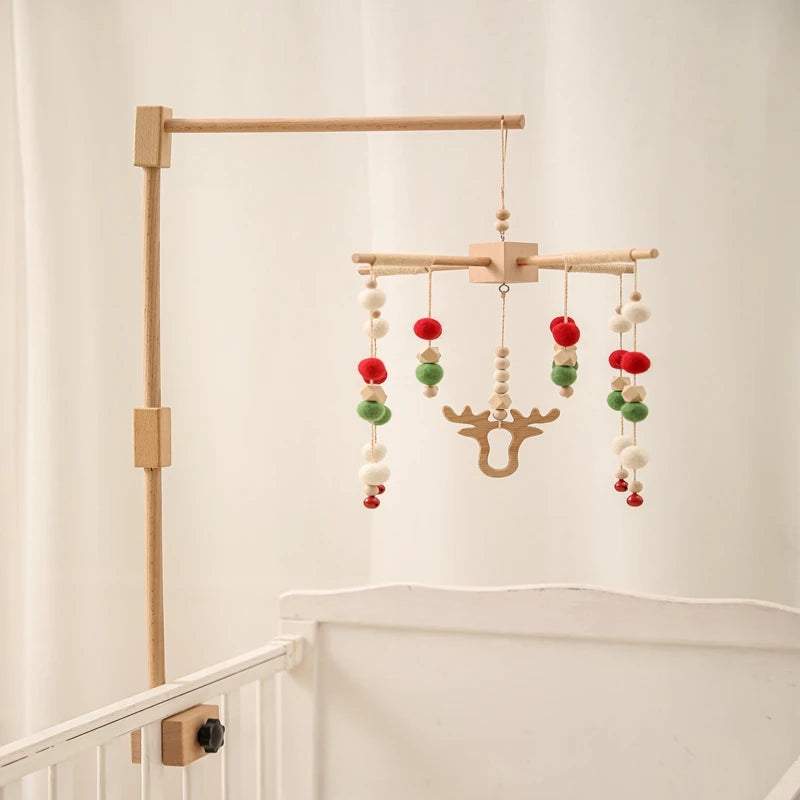Baby Montessori Wooden Gym Frame Rattle Toys Newborn Mobile Hanging Sensory Toys Foldable Play Gym Frame Kid Holder Bracket Gift