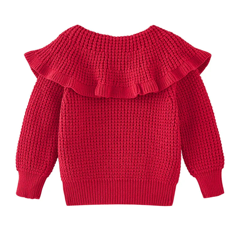 Autumn Winter Babys Girls Sweater Coat 2025 Cotton Solid Turn Down Collar Kids Girls Knitwear Long Sleeve Toddler Girls Cardigan