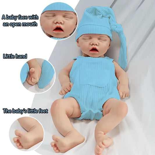 17.52" Platinum Solid Silicone Newborn Baby Boy/Girl LouLou Floppy Handmade Washable Reborn Doll 5.7lb Kids Toy Birthday Gift