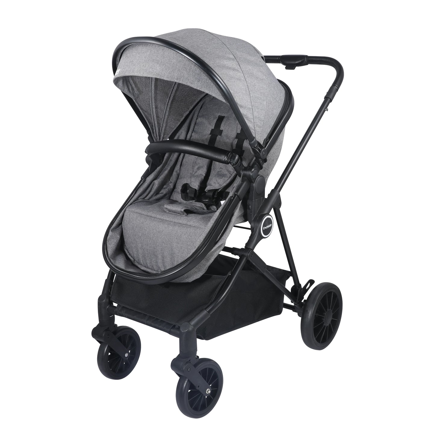 2-in-1 Baby Stroller，Folding High Landscape Pram Pushchair, Adjustable Handler, Extra Storage, Spacious Seat, Removable Footmuff