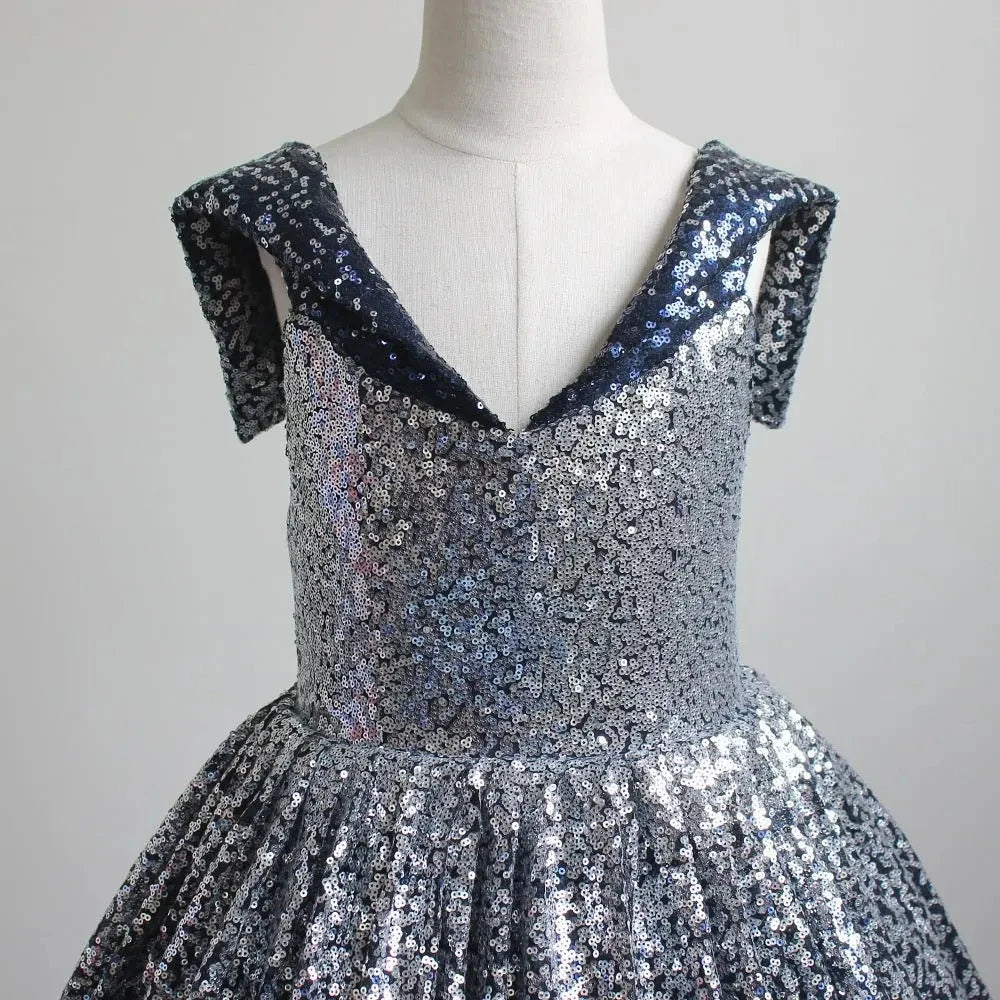 Luxury Formal Evening Dresses for Flower Girl Dress Kids  Birthday Party Elegant Sequins Gown Fluffy Long Pageant Prom Ball Gown