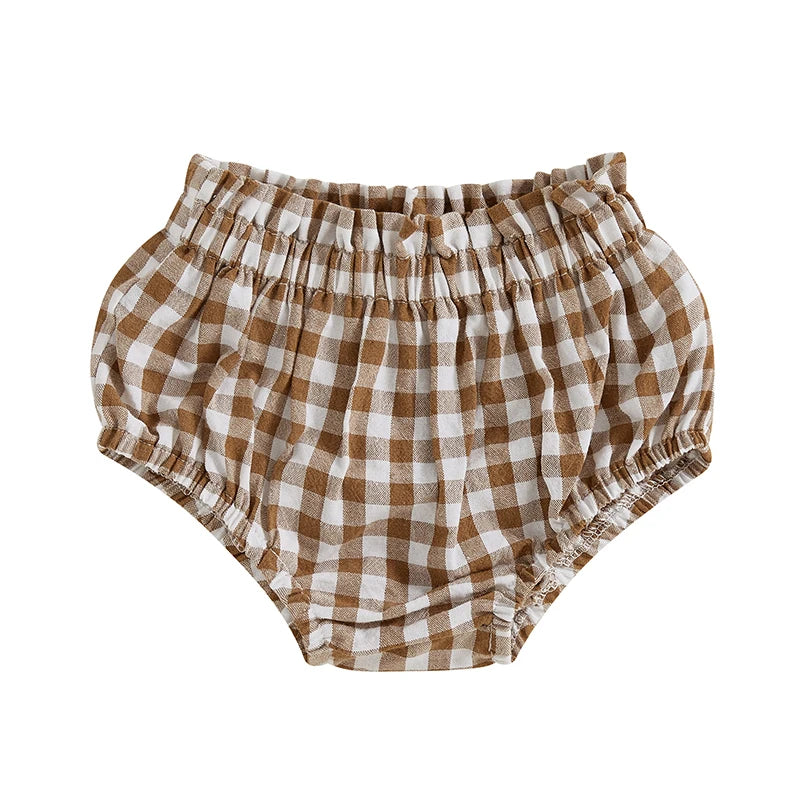 Cute Toddler Plaid Skirt with Ruffle Trim and Elastic Waistband Adorable Triangle Shorts for Stylish Summer Outfits