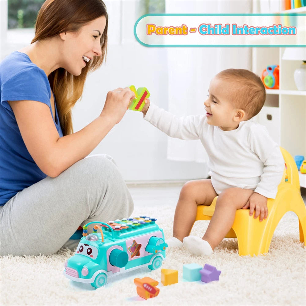 Baby Toy Cartoon Musical Instrument Bus Baby Toys Hand Knock Girl Boy Piano Education For 12-18 Months Baby Toy Gift