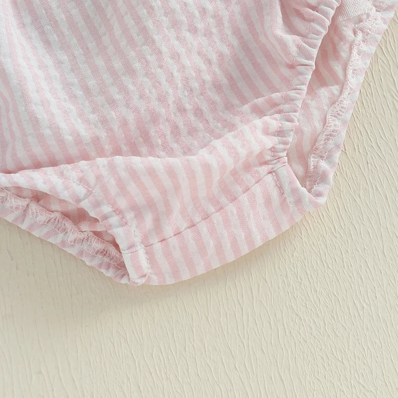 Infant Baby Girls Shorts Elastic Waist Striped Embroidery Letters Summer Shorts Bottoms for Birthday