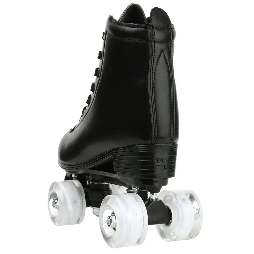 PU Leather Roller Skates Skating Shoes Sliding Inline Quad Skates Sneakers Training Europe Size 4 Wheels Flash Roller Skate