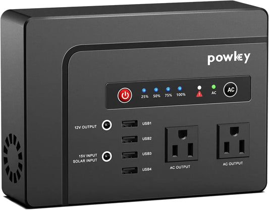 Powkey Portable Power Station 200W, 146Wh Portable Solar Generator Battery Backup Power Supply for Camping Travel Outdoor Home