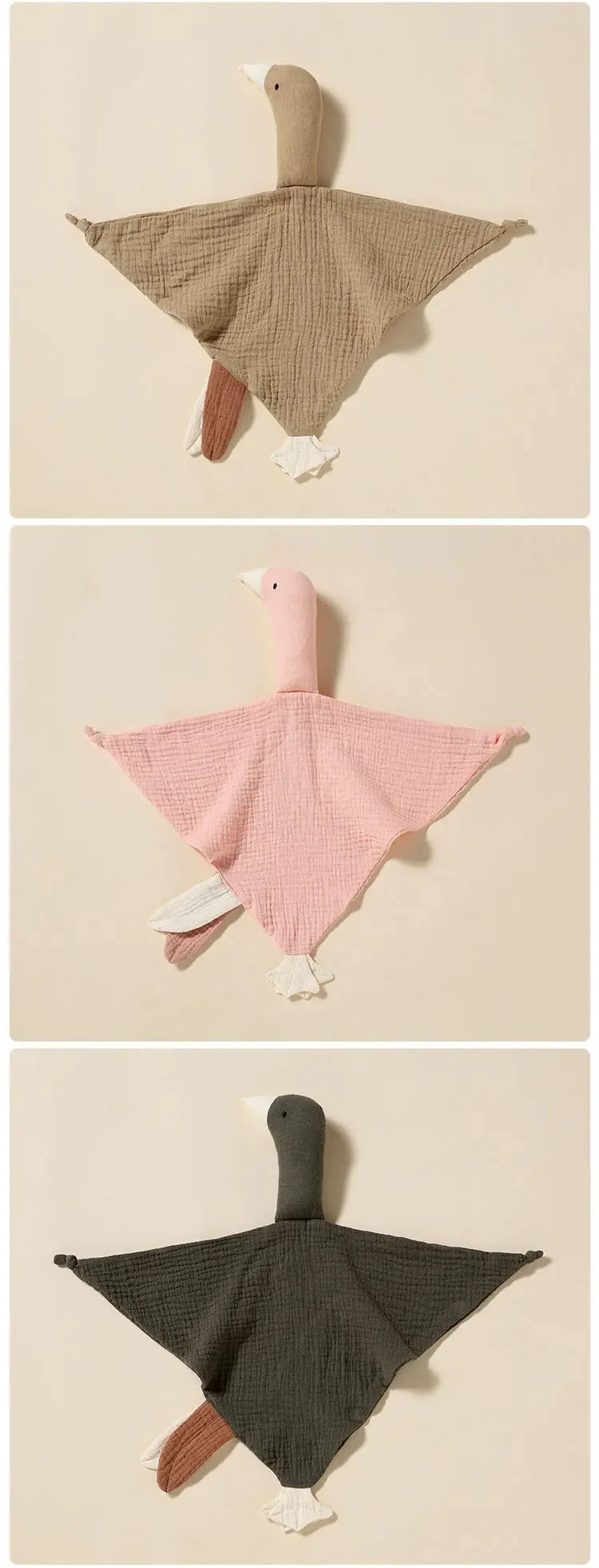 Pure Cotton Muslin Baby Bib Cute Goose Sleeping Dolls Newborn Saliva Towel Soothe Appease Towel Toddlers Burp Cloth Handkerchief