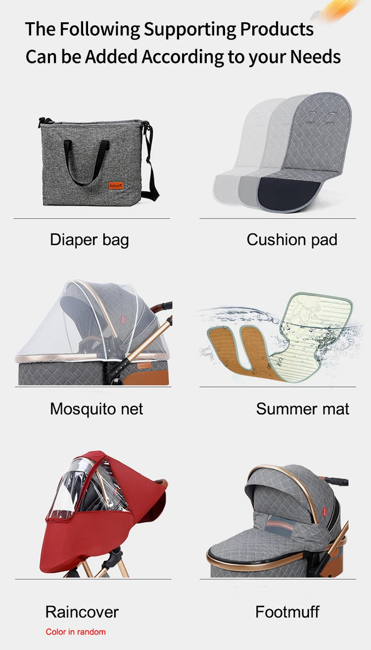 3in1 baby stroller multifunctional luxury baby stroller two-way seated and sleeping baby stroller, newborn travel baby stroller