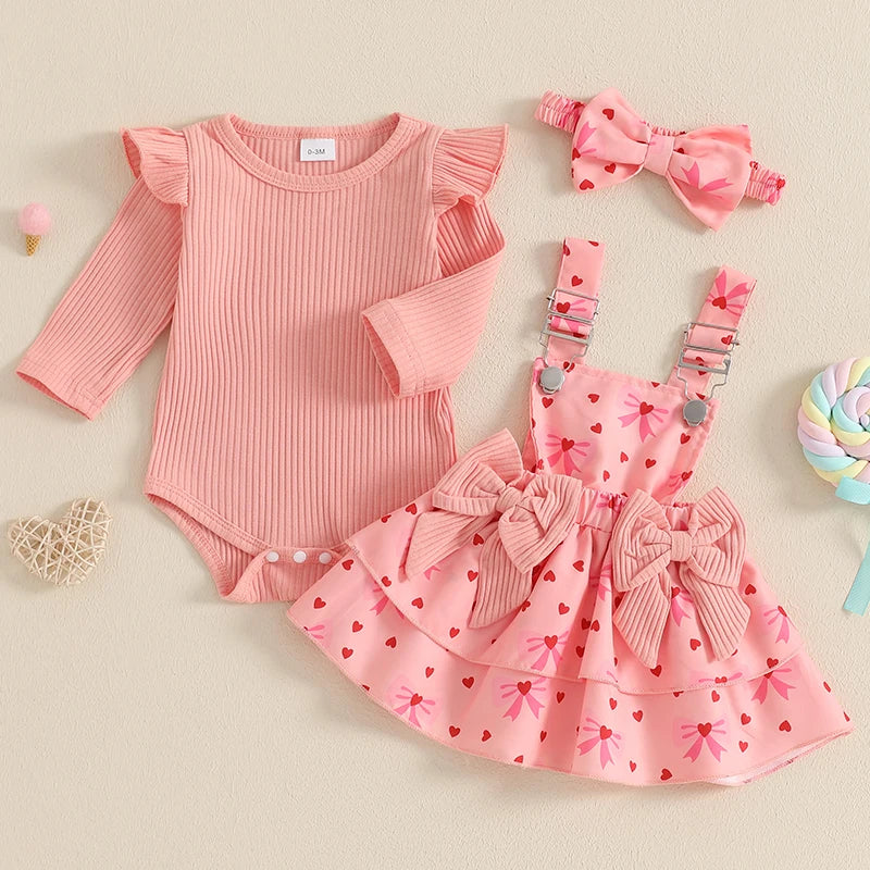 Toddler Boy Valentine’s Day Outfits Plaid Shirt Denim Suspender Pants Bowtie Set with Suspenders