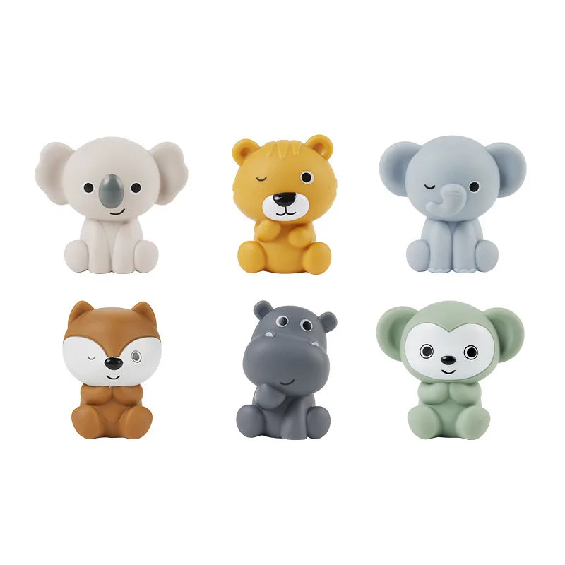 Baby Bath Toys Stacking Bath Boat Toy Silicone Adorable Animal Finger Puppets for Children Interactive Floating Squeeze Toy Gift