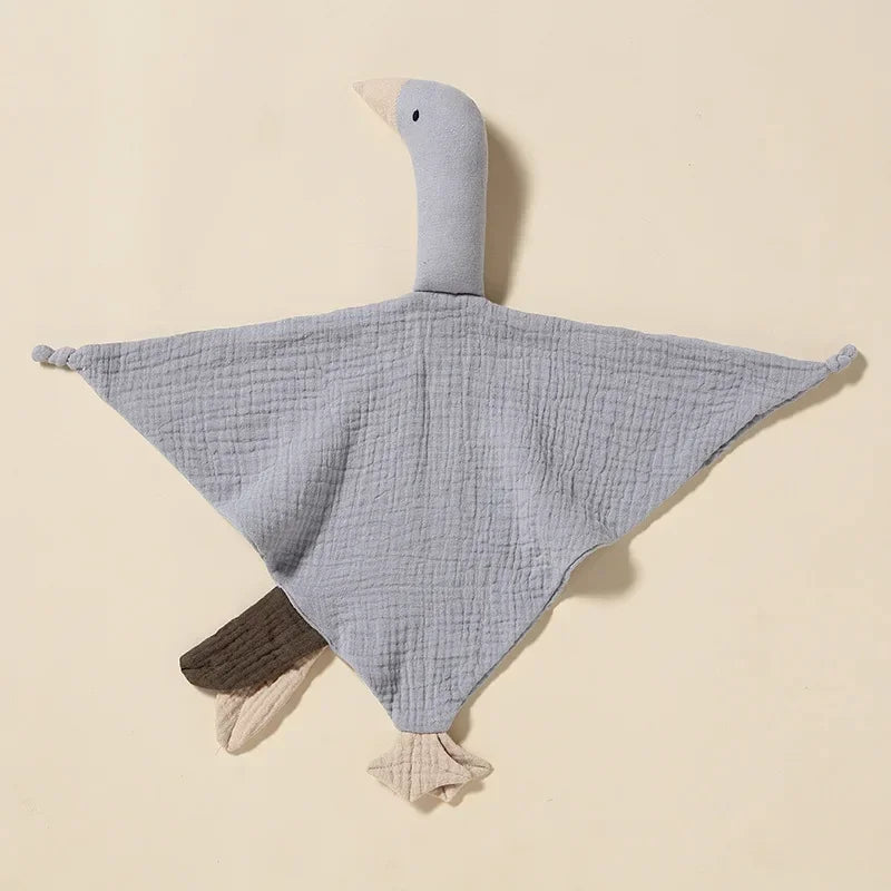 Pure Cotton Muslin Baby Bib Cute Goose Sleeping Dolls Newborn Saliva Towel Soothe Appease Towel Toddlers Burp Cloth Handkerchief