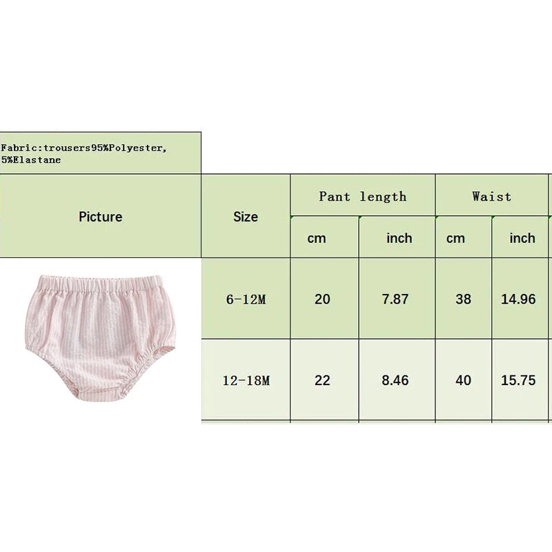 Infant Baby Girls Shorts Elastic Waist Striped Embroidery Letters Summer Shorts Bottoms for Birthday
