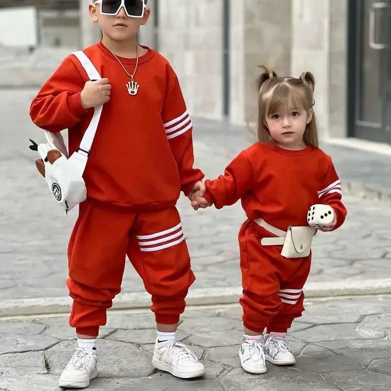 Toddler Children's Clothing Hooded Pants Set Boys and Girls Baby Clothing Sweatshirt Children's Fashion Pullover Set 2024