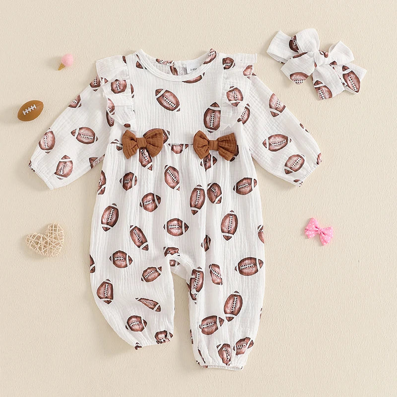 Toddler Boy Soccer Outfit Football Print Hooded Jumpsuit Long Sleeve Romper with Matching Socks 2 Pcs Set for Sports Fans