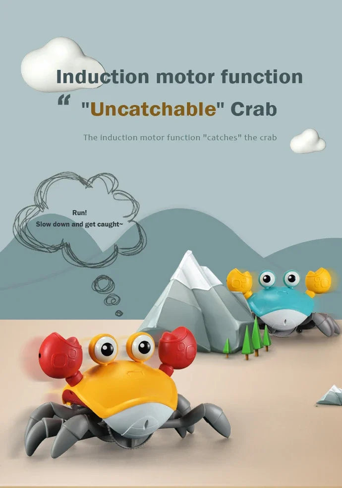 Cute Sensing Crawling Crab Baby Toys Interactive Walking Dancing with Music Automatically Avoid Obstacles Toys for Kids Toddler