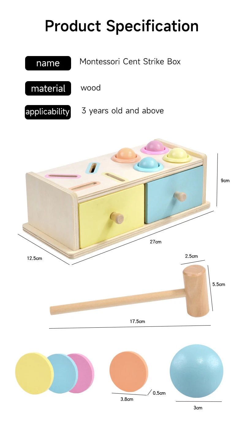 Montessori Wooden Multifunction Toys Color Spinning Coin Box Wooden Toys Children Puzzle Sensory Early Education Game Toys Gift