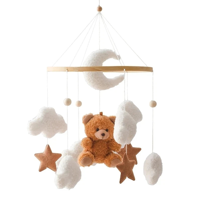 Baby Rattle Toy Bed Bell Bracket Wooden Mobile 0-12 Months Newborn Crochet Bed Bell Hanging Toys Holder Bracket Infant Crib Gift