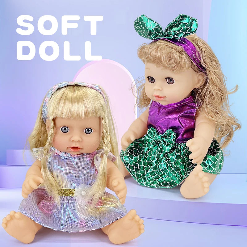 12 inch Blinkable Baby Doll Vinyl Doll Silicone Doll Baby Reborn Doll Full Body Soft Children's Toy Birthday Gift Girl Gift