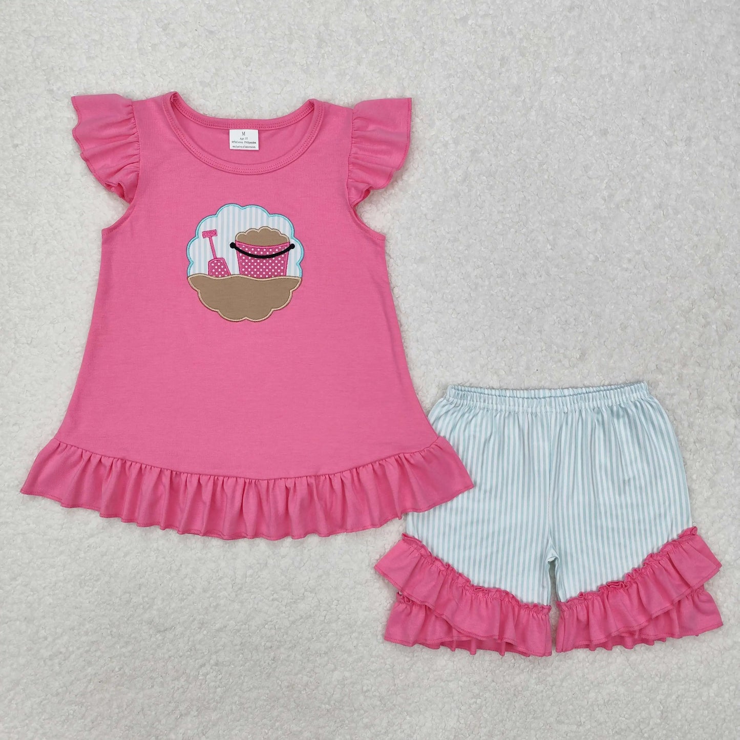 3.20 y NEW stock Baby Girls Summer Clothing Wholesale Boutique Embroidery MAMA'S GIRL Flower Pattern Pink Shorts set
