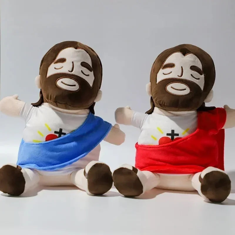 Jesus Plush Toy New Children Music Soothing Breathing Doll  Sleep Companion Toy Sound and Light Doll Holiday Gifts for Kids