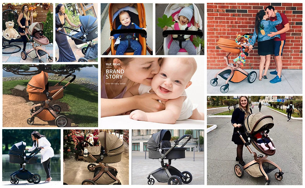Hot Mom F22 baby stroller 3in1 ,adjustable seat,aluminum frame,solid rubber tires,rain cover,mosquito net,large storage basket