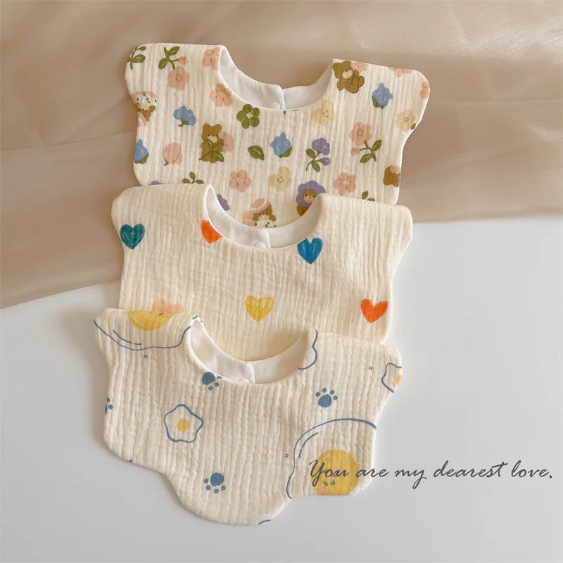 Summer Baby Cotton Gauze Waterproof Bibs Soft Cartoon Infant Bib Burp Cloths Bandana Scarf for Boy Girl Feeding Saliva Towel New