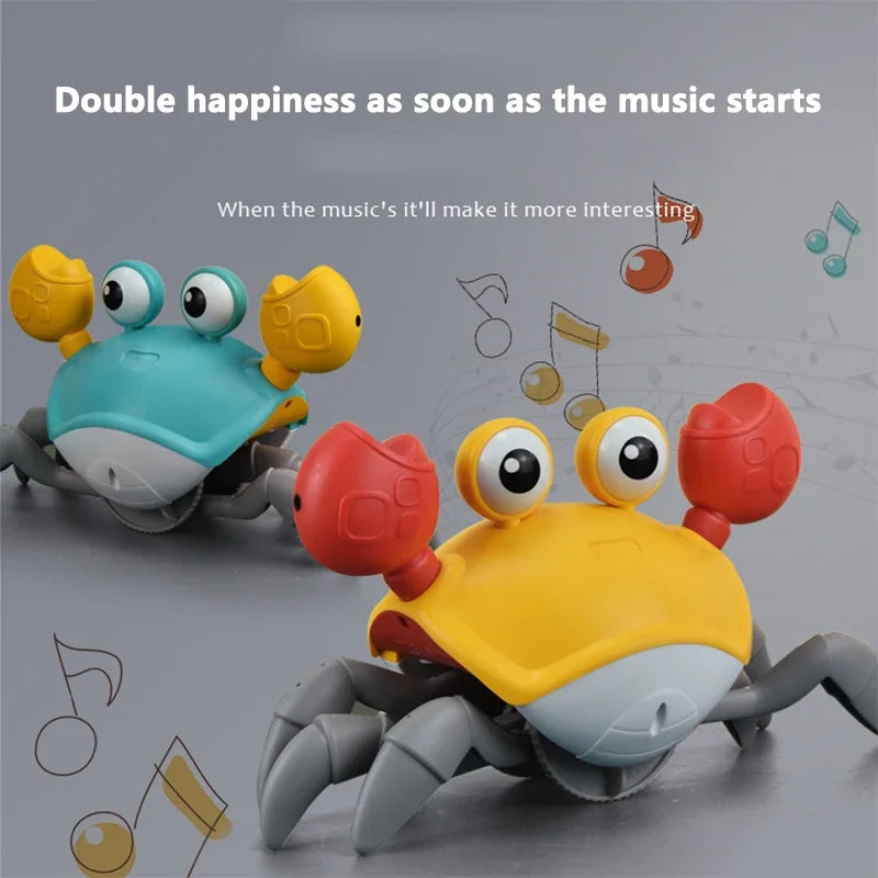 Cute Sensing Crawling Crab Baby Toys Interactive Walking Dancing with Music Automatically Avoid Obstacles Toys for Kids Toddler