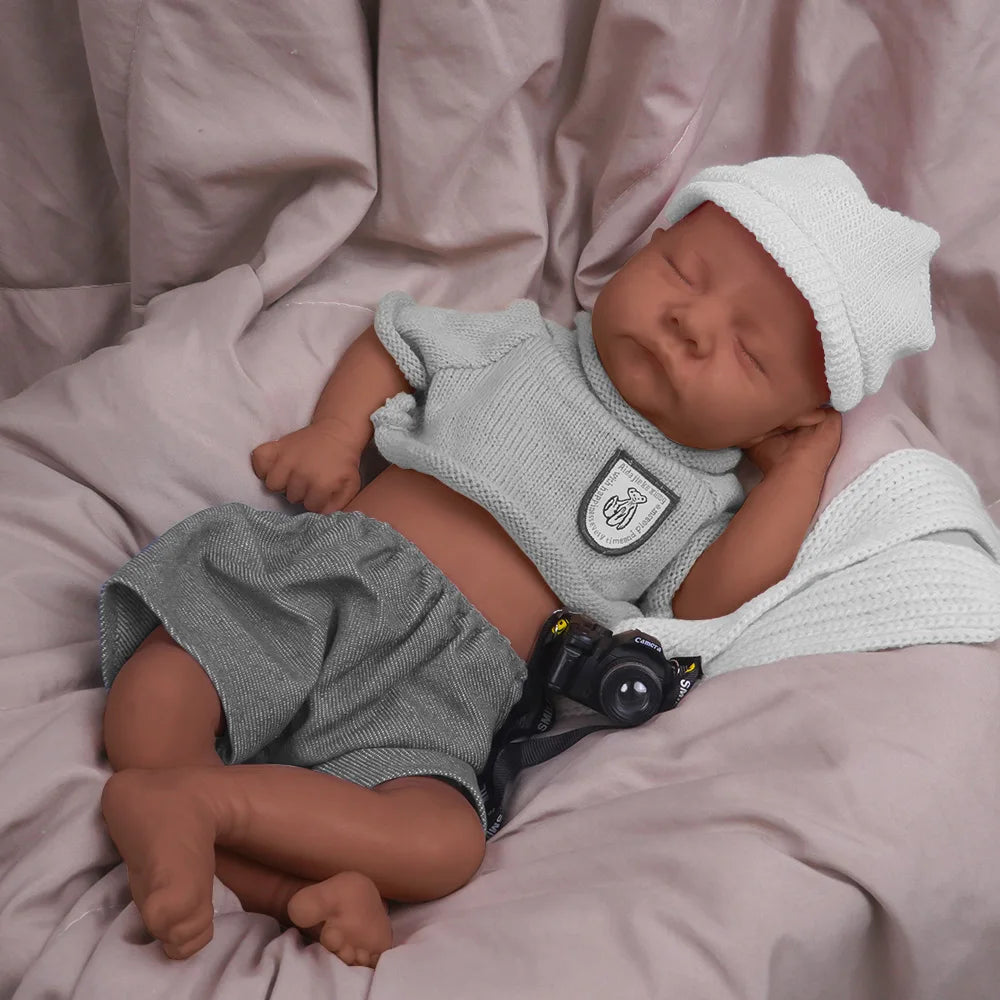 17.72 inch full body soft silicone boy reincarnation doll washable, with realistic baby touch design toy | Gift 🎁| collect