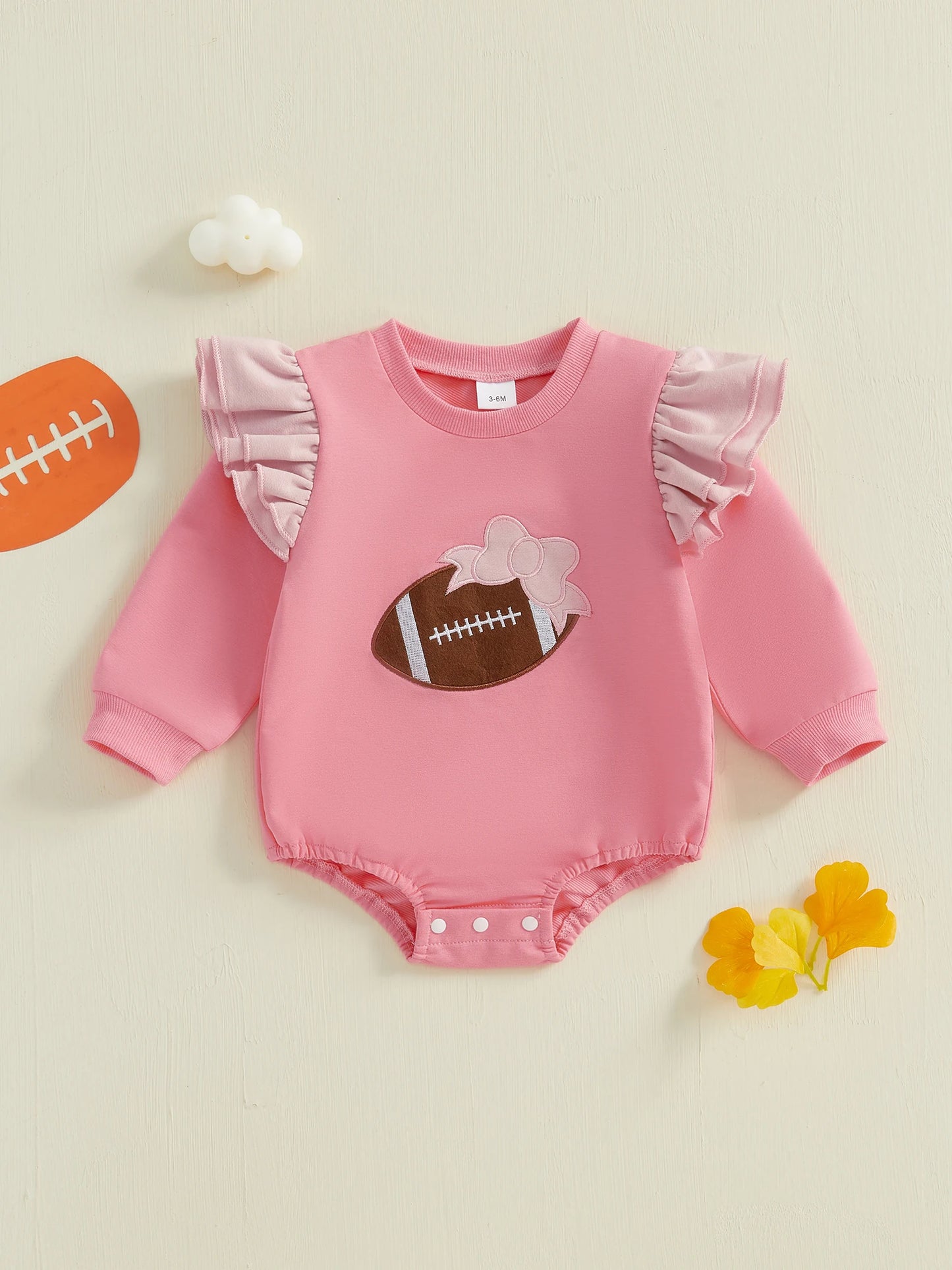 Infant Boy Romper Soccer Ball Applique Short Sleeve Round Neck  Jumpsuit with Snap Closure