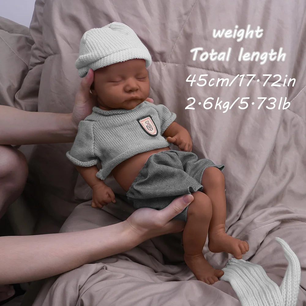 17.72 inch full body soft silicone boy reincarnation doll washable, with realistic baby touch design toy | Gift 🎁| collect